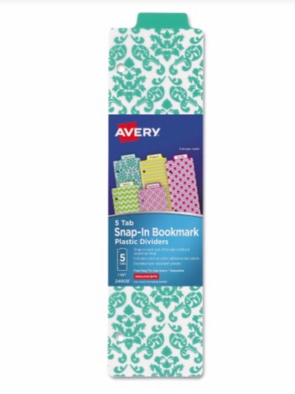 Avery Snap-In Bookmark Plastic Dividers, 5 Tabs
